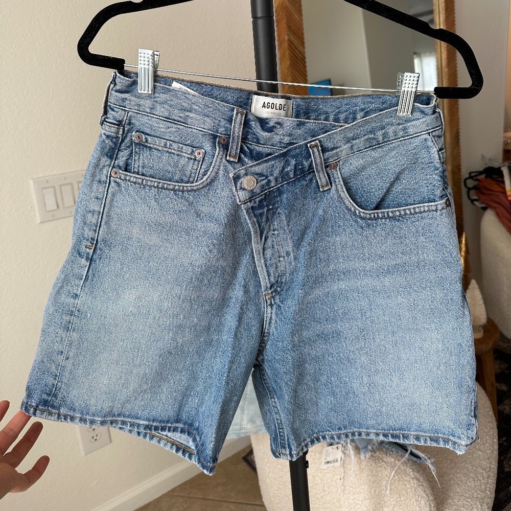 Agolde Criss Cross Denim Shorts